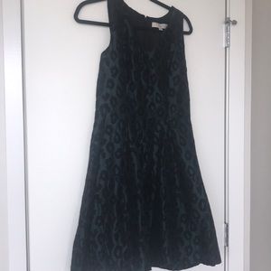 Black leopard print on dark green dress from Loft